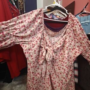 SHEIN Floral Print Dress with Long Sleeves